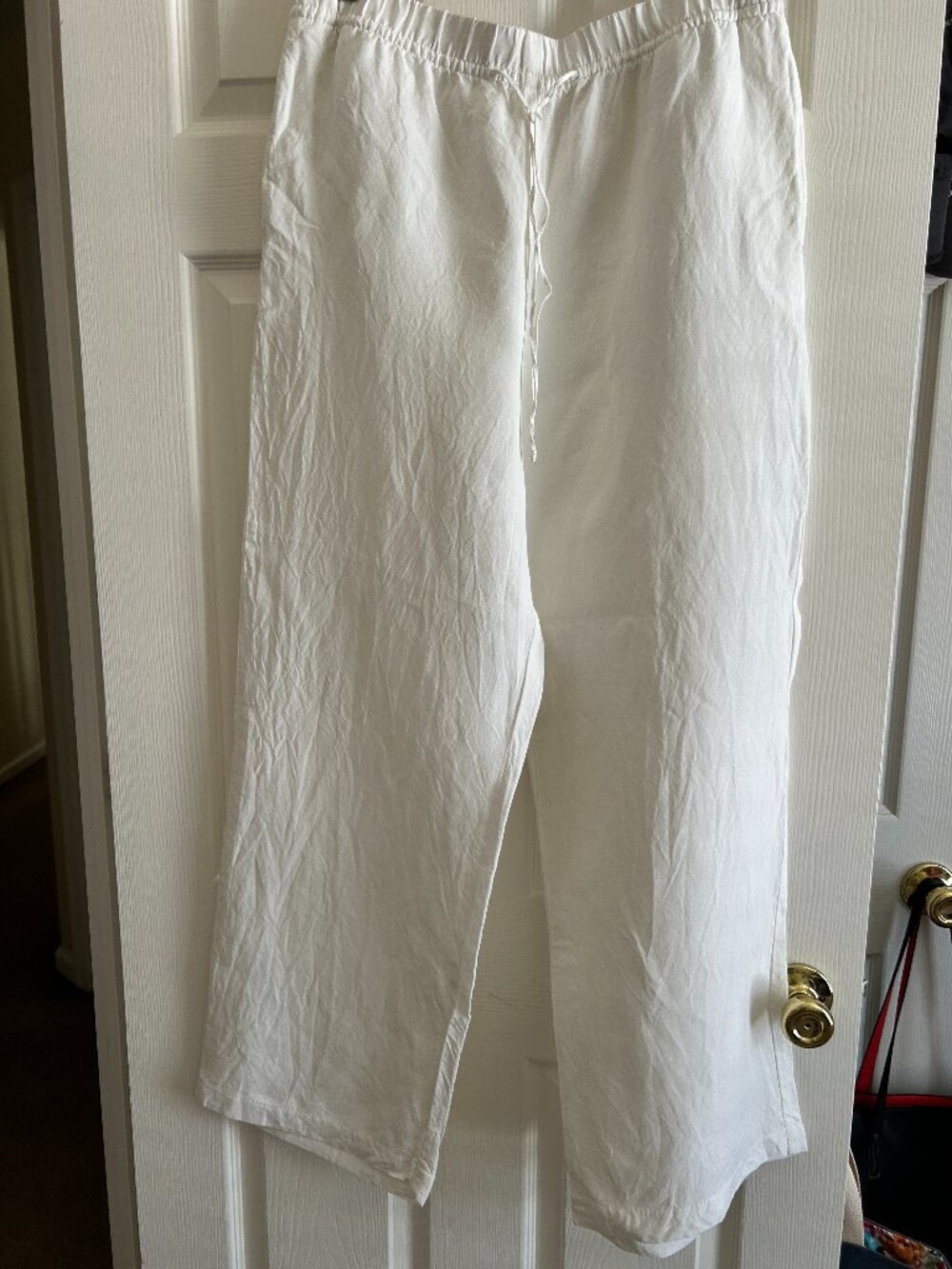 H&M White Linen Blend Wide Leg Pants